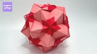 Modular Origami #149 &ndash;  Kusudama Flower Ball |  꽃모양 다면체 종이접기