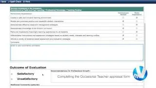 Completing the Occasional Teacher appraisal form