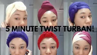 5 MINUTE CLASSIC TWIST TURBAN HEADWRAP TUTORIAL / EASY SIDE WRAP STYLES FOR BEGINNERS