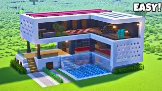 Minecraft: How to make a Modern Mansion with Pool