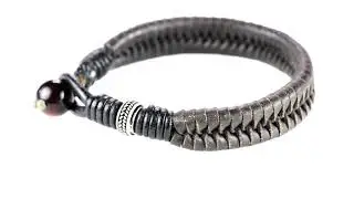 B-669 HANDMADE Kangaroo Leather Solid Sterling Silver Tigers Eye Men Bracelet