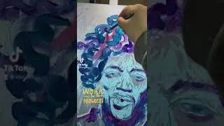 Jimi Hendrix Portrait Painting, Fluo Paint, UV Light, Work In Progress, Jimi Hendrix Art