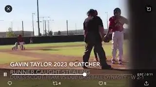 Gavin Taylor 2023 Catcher/INF/RHP - 18u  @usapremier Fall Classic  throwing the runner out