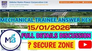 OHPC Mechanical Trainee Full Question Discussion 2026 || Exam Date 15/01/2026 ||
