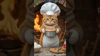 🍓Fluffy cat Bakes strawberry cake  |  cute cooking adventure 🍰#shortvideo #catcooking #cat