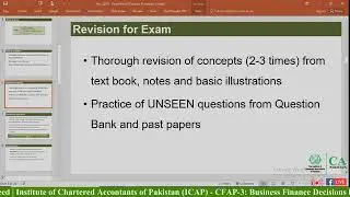 Exam Focused Revision Classes on CFAP-4 Lec 1