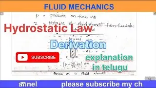 derivation of hydro static law in telugu # hydro static law#fluid mechanics