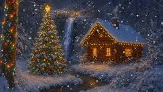 Winter Wonderland Waterfall Ambience | Frozen Christmas Landscape & Gentle Water Sounds | 2 hr Sleep