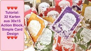 Tutorial: 32 Karten aus 30x15 Action Block,Simple Card Design,Bastelsachen Action Haul u. Stampin up