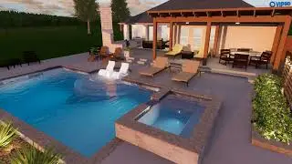 Large Country Pool with Raised Spa