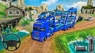US Police Car Park Transporter Driving #3 - Police Trailer Truck Driver Simulator - Android Gameplay
