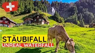 The Most Beautiful Waterfall in Switzerland? 🇨🇭 | Stäubifall 4K Relaxing Bike & Drone Tour