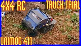 UNIMOG 411 6X6 TRIAL RC TRUCK ON RACE TRACK IN SCALE TRIAL PARK GEVENICH