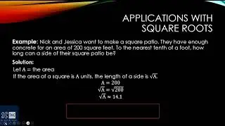 Applications with Square Roots