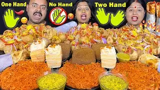 NO HAND vs ONE HAND vs TWO HAND EATING CHALLENGING VIRAL VIDEO WITH PUNISHMENT CHICKEN EGG NOODLES