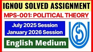 IGNOU MPS-001 Political Theory: Solved Assignment 2025-2026| IGNOU MPS-001 Assignment Answer 2025_26