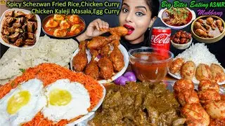 ASMR Eating Spicy Chicken Gizzard Curry,Roti,Leg Piece,Rice,Egg Curry Big Bites ASMR Eating Mukbang