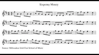 Sixpenny Money (jig) - tin whistle play-along track