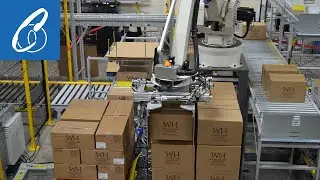 Three Line Robotic Palletizing System with Hydraulic Lift Tables of Taller Loads.
