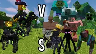 epic Minecraft fight |  pumpkin head teamVS mutant mobs in Minecraft | which team is the winner?