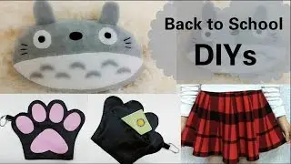 School DIYs: DIY Totoro Pencil Case+DIY Cat Paw coin Leather Purse+Quick Fix on Plaid skirt