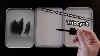 Triptych &mdash; Black Ink + Real-time Diffusion Explorations