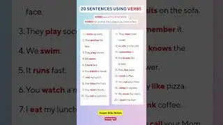 20 Sentences Using VERBS or ACTION WORDS ✅ Present Tense Sentences ✅
