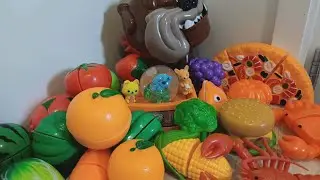 ASMR 😄 mad dog cutting #pizza #crab #fruit #veggies