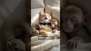 Too Relaxed&hellip; Cat + Monkey Snoring, Squirrel Wide Awake 🐱🙉🐿️💤 #shorts