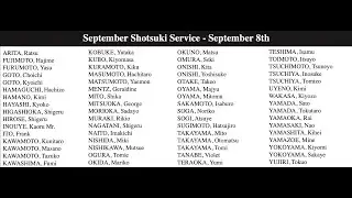 September  Shotsuki Hoyo (monthly memorial) Service 2024