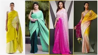Double shade saree designs/ double colour saree designs