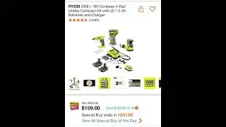 51 % off today RYOBI ONE+ 18V Cordless 4-Tool Hobby Compact Kit