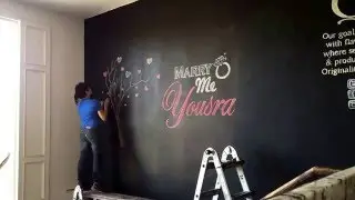 Time Lapse Wedding Chalk Drawing at Q Haute Cuisine, Calgary Chalk Artist