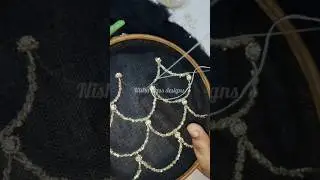 sleeve embroidery design for beginners 🦪&hearts;️#dress #embroidery #diy #stitch #shortsfeed