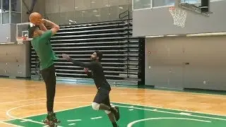 Kyrie Irving & Jayson Tatum playing one on one after practice