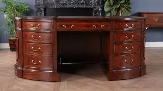 NOF107 Oval Leather Top Desk with Privacy Panel