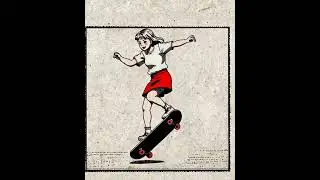 skater girl cartoon visual #viral #skate #ai #cartoon #free #edit #retro #vintage #old #animation
