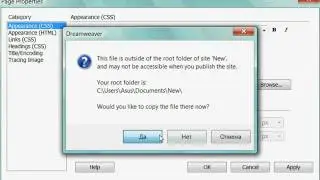 Установка опций фона web-страницы в Adobe Dreamweaver CS4 (15/51)