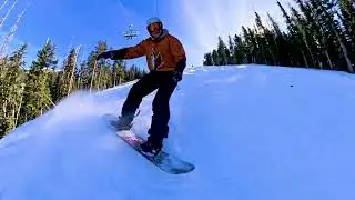 Snowboarding at Arizona Snowbowl, full runs late January - fresh 5 in, soft, icy, and fast