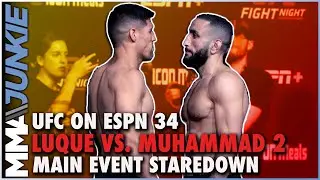 Vicente Luque and Belal Muhammad share the stage for one last faceoff before UFC on ESPN 34