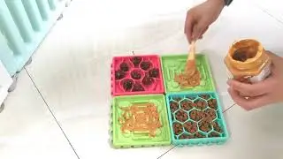 It's an interesting dog lick mat set / slow feeder tray set 4pcs combo