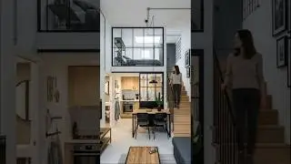 Industrial Loft Apartment: Glass Walls, Wood & Black Steel Design