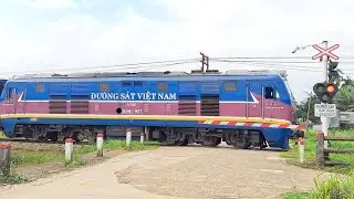Train Crossing Village Road With The Red Signal Light On & Beautiful Whistles