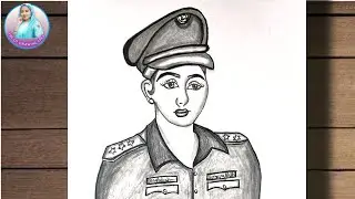 How to draw a Girl with wearing Police Uniform || IPS drawing ||step by step easy way-for beginners
