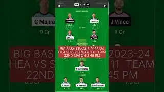 HEA VS SIX Dream11 Team | #shorts #cricket #dream11 #ytshorts #viral