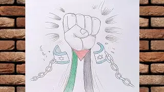 رسم تعبيري عن فلسطين سهل جدا | رسم سهل عن فلسطين | رسم فلسطين سهل | فلسطين حرة