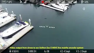 Drone video output to Soliton Zao S HEVC streaming encoder, Midwest Digital Corp.
