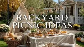 Thanksgiving Backyard Picnic Ideas with Rustic Tablescapes and Lighting