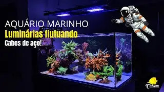 Aquário marinho com luminárias de led suspensas / Forfish ReefPro e Smart linea