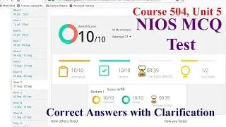 NIOS MCQ Test, Course 504, Unit-5, All Correct Answer with Clarification